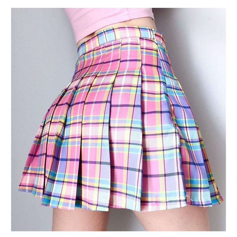 Rainbow Candy Colorful Plaid Skirt